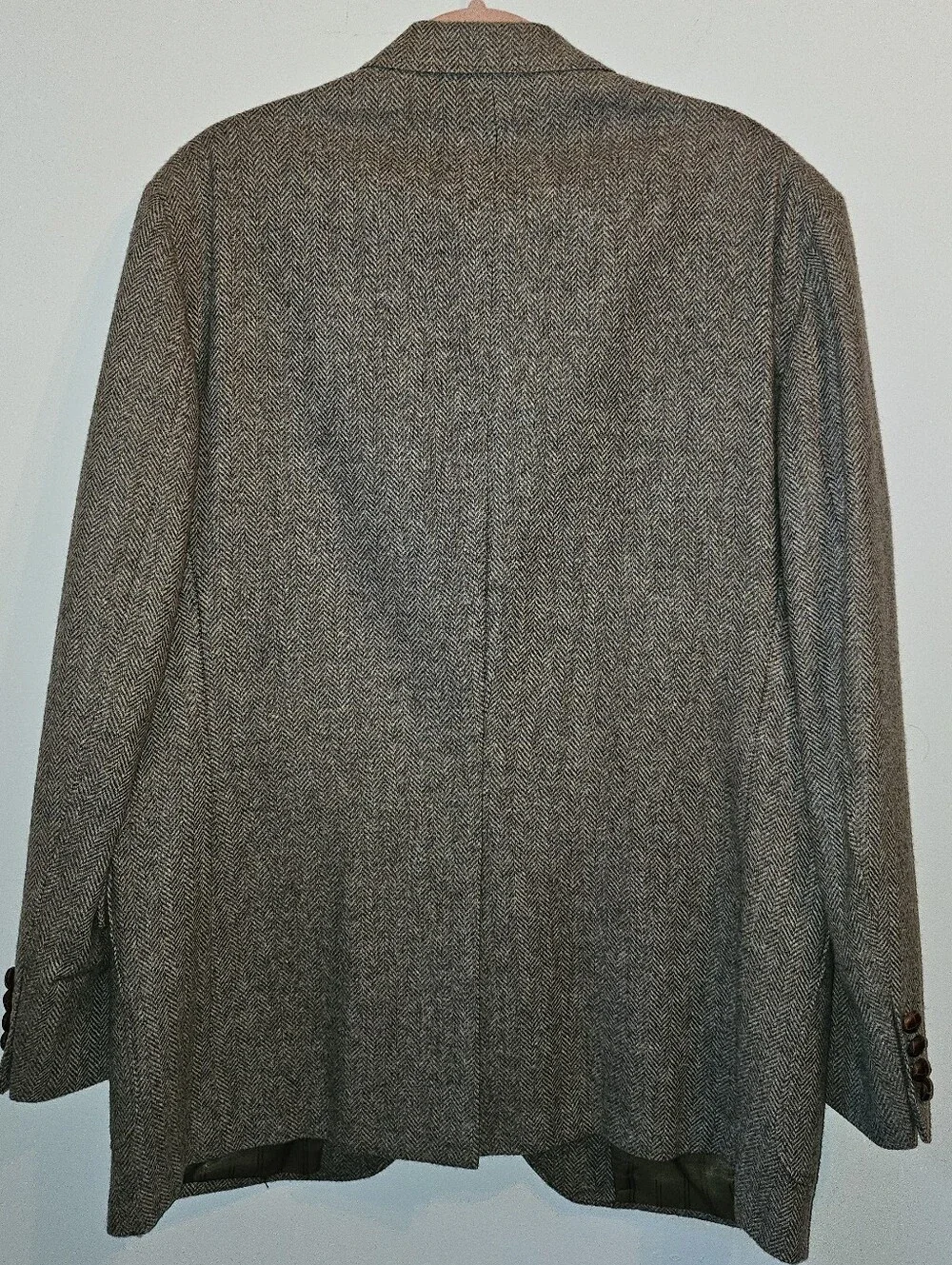 Pure Shetland Wool Tan Blazer Jacket XL Academia